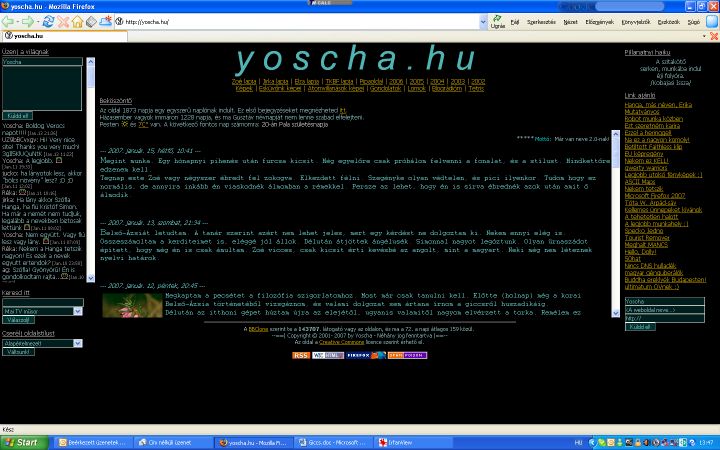 Yoscha.hu 1440*900-as felbontásban (felére csökkentve)